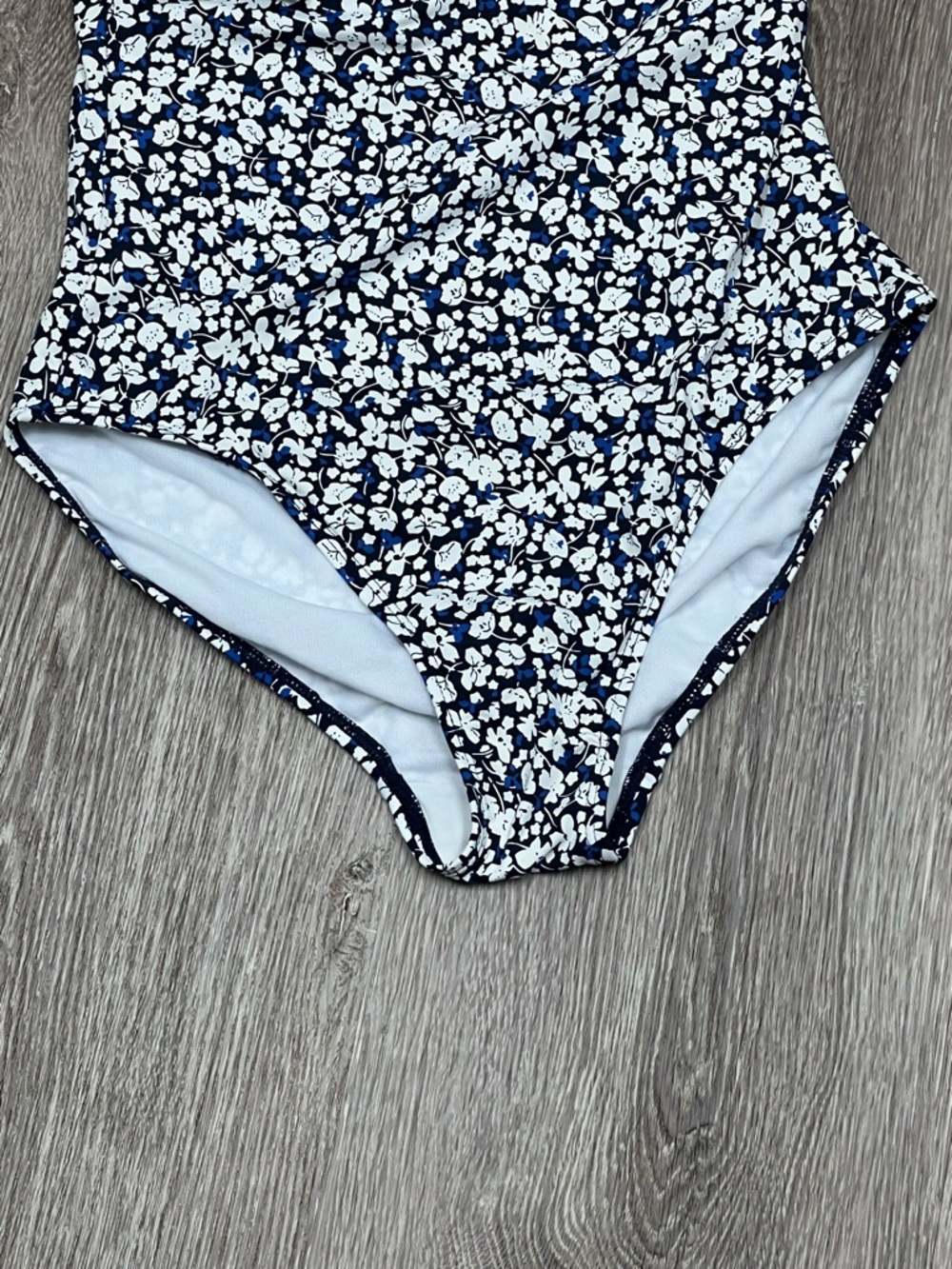 Lauren Ralph Lauren Off Shoulder One Piece Swimsuit Floral Ruffle Blue White - Picture 2 of 6
